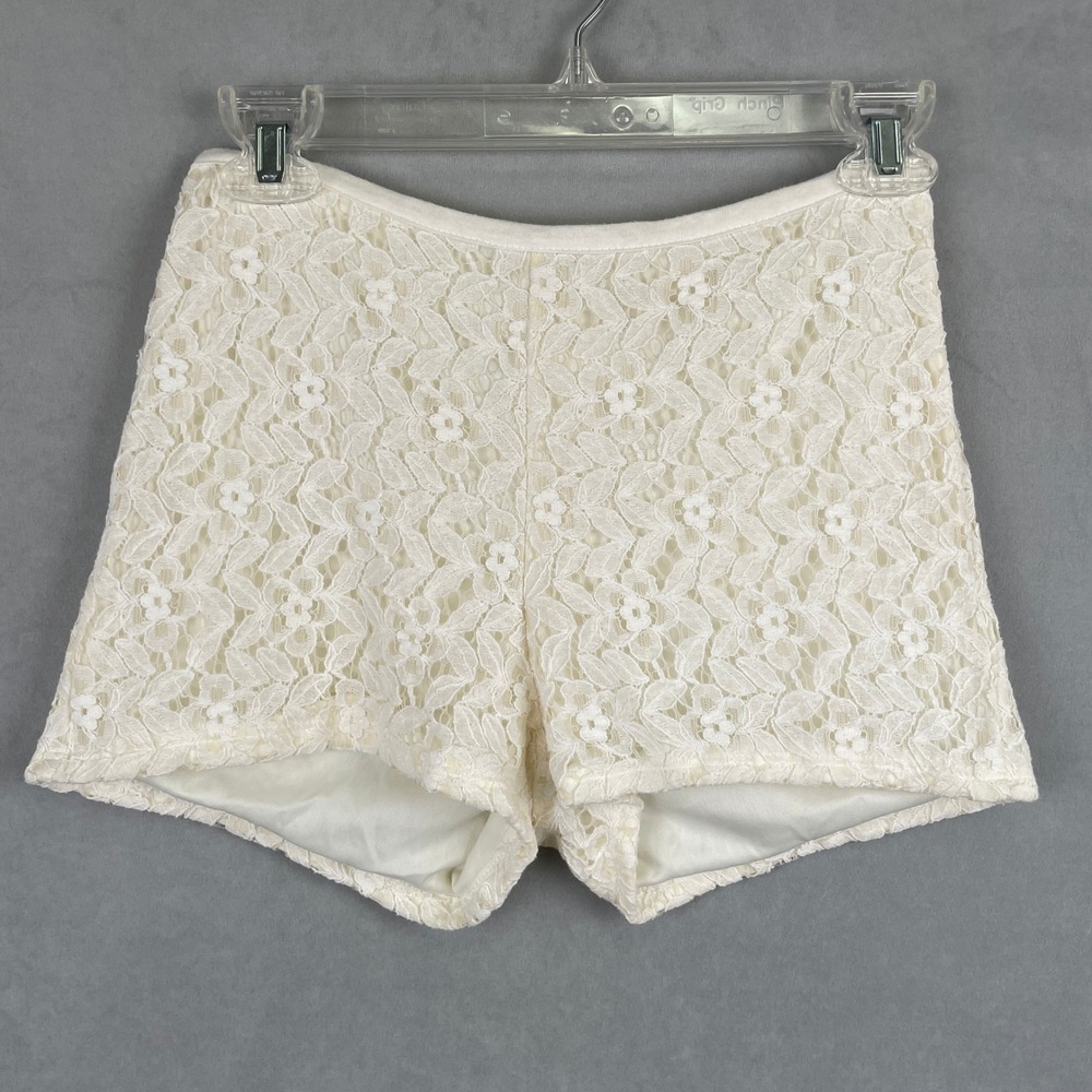 My Beloved Cream Floral Lace Shorts Wmns S High Waist Zip USA Made Coquette Boho